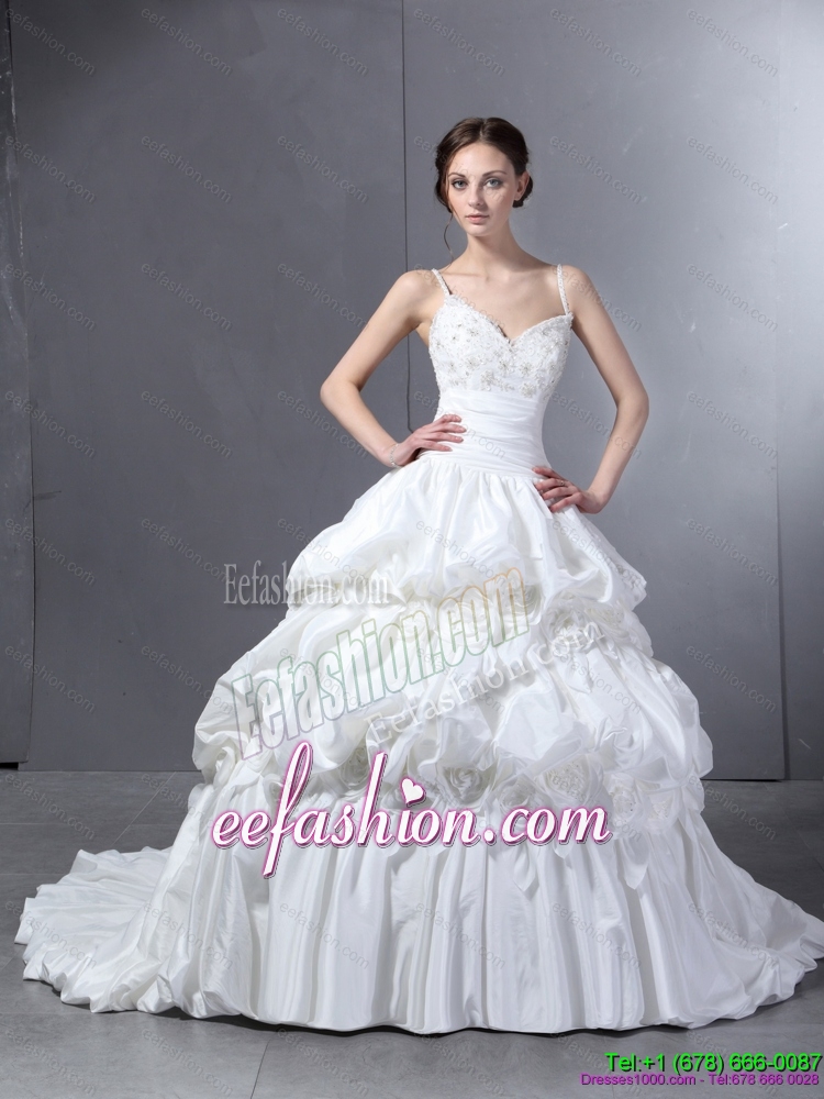 2015 Perfect Sweetheart Wedding Dress with Lace and Pick Ups