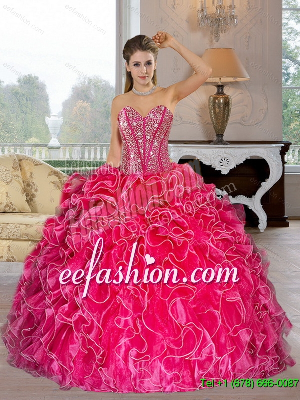 2015 Perfect Sweetheart Ball Gown Quinceanera Dresses with Beading and Ruffles