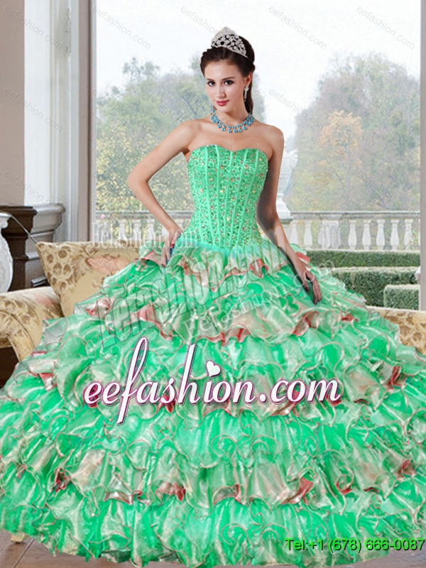Discount Beading and Ruffled Layers Quinceanera Dresses for 2015