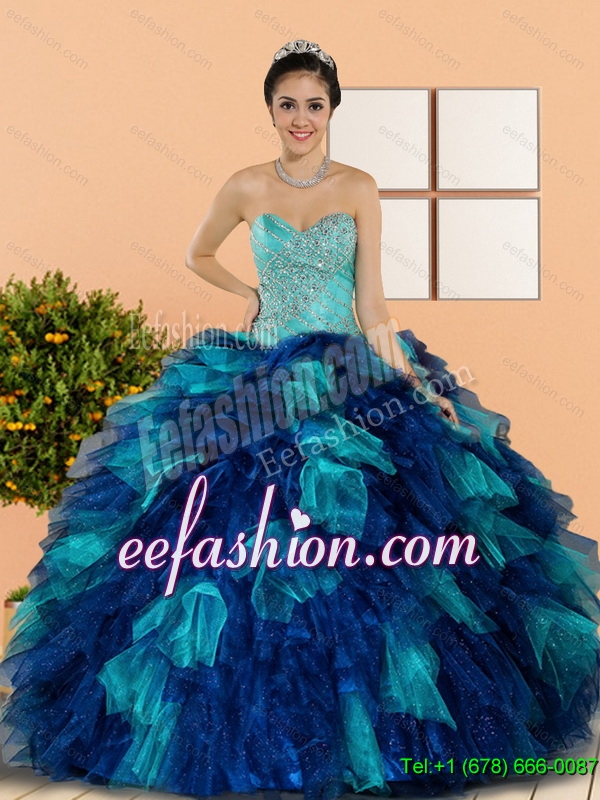 Discount Sweetheart Beading and Ruffles Quinceanera Dresses in Multi Color