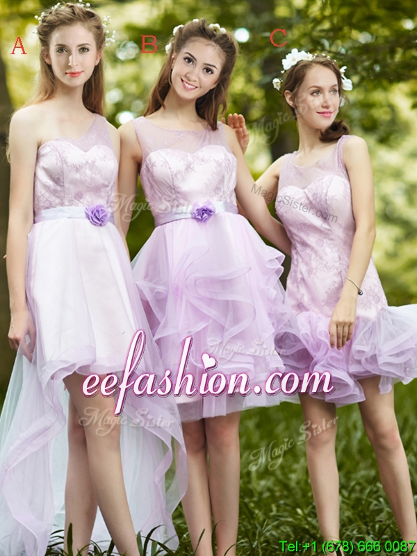 New Style Laced Lavender Tulle Prom Dress For Summer