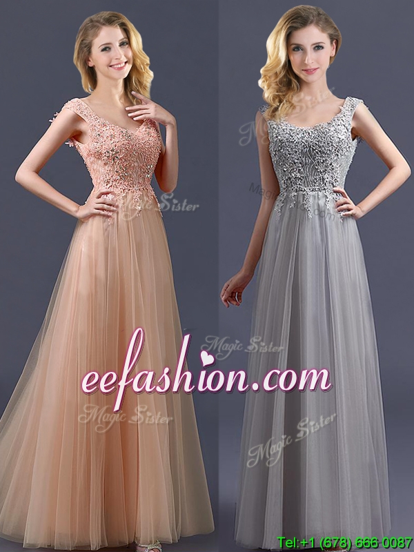 New Arrivals Empire Floor Length Dama Dress with Appliques