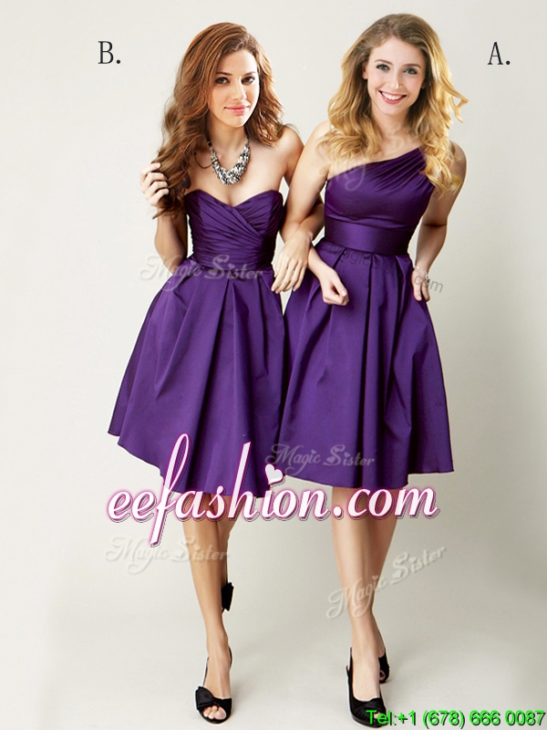 Top Selling Mini Length Ruching Dama Dress in Purple