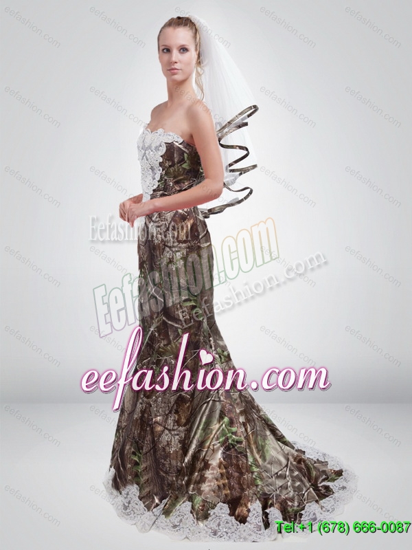 2015 Cheap Mermaid Sweetheart Camo Prom Dresses in Multi Color