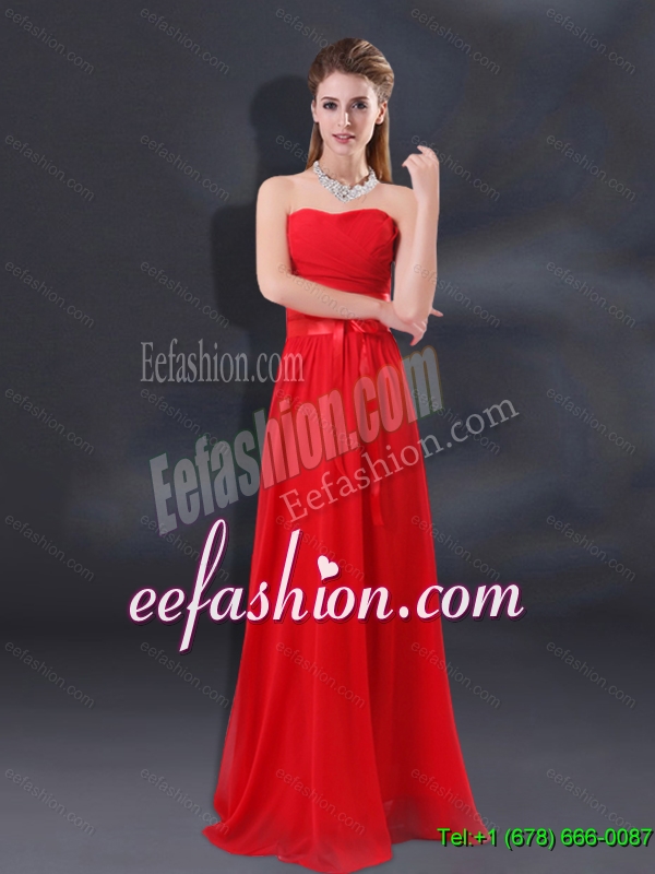 2015 Summer Elegant Ruching Empire Dama Dresses with Belt