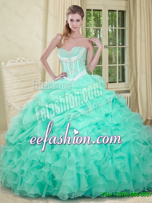 Beautiful Beaded and Pick Ups 2016 Quinceanera Dresses in Apple Green