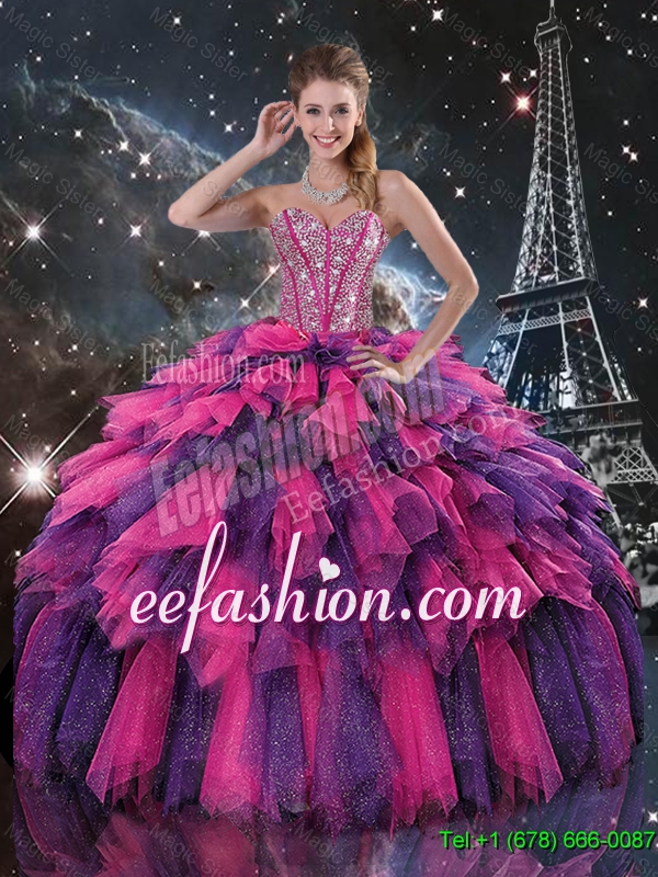Luxurious Beaded and Sweetheart Quinceanera Dresses in Multi Color