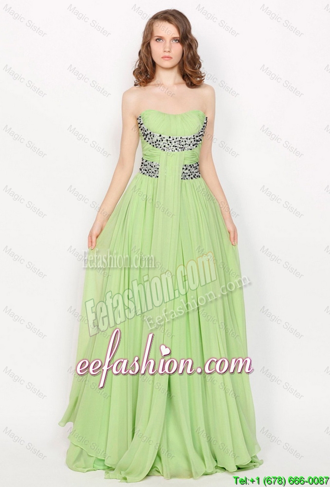 Gorgeous Strapless Brush Train Prom Dresses in Apple Green