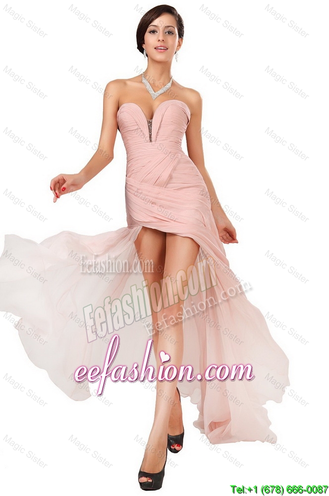 Classical Side Zipper Ruched Prom Dresses with Asymmetrical