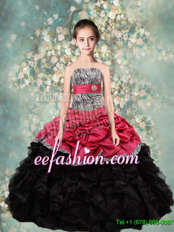 2015 Winter Popular Strapless Mini Quinceanera Dresses with Zebra and Ruffles