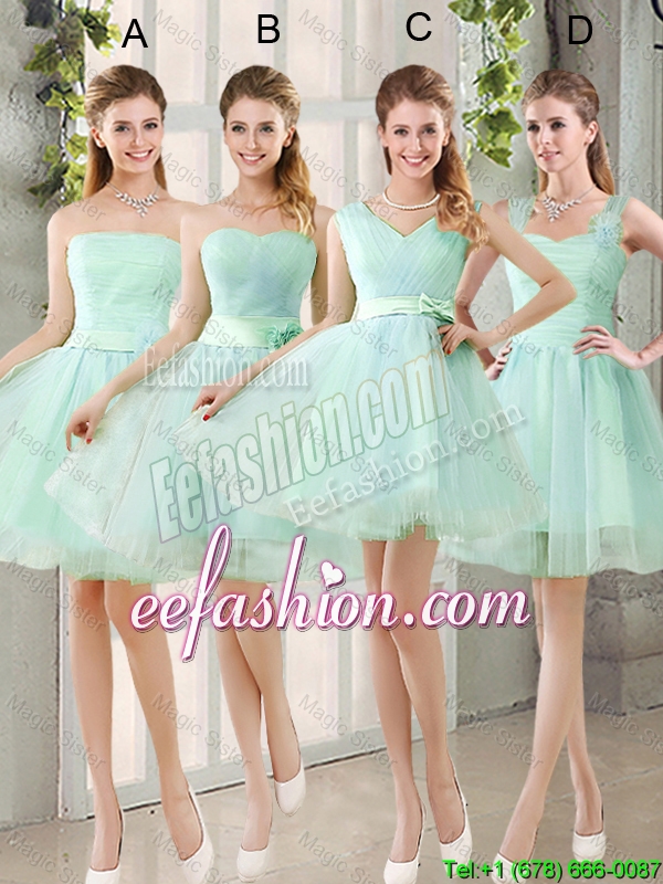 2016 Spring A Line Ruching Dama Dresses with Belt in Apple Green