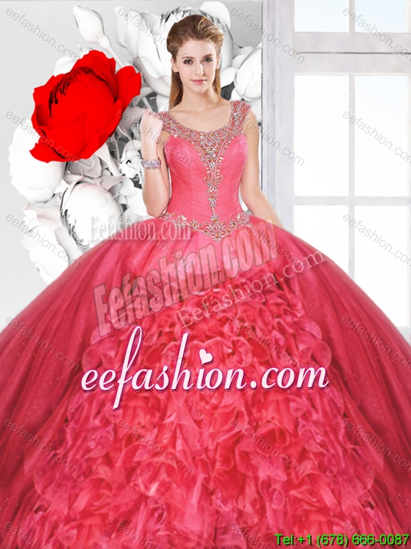 Gorgeous Scoop Sweet 16 Dresses with Beading and Ruffles