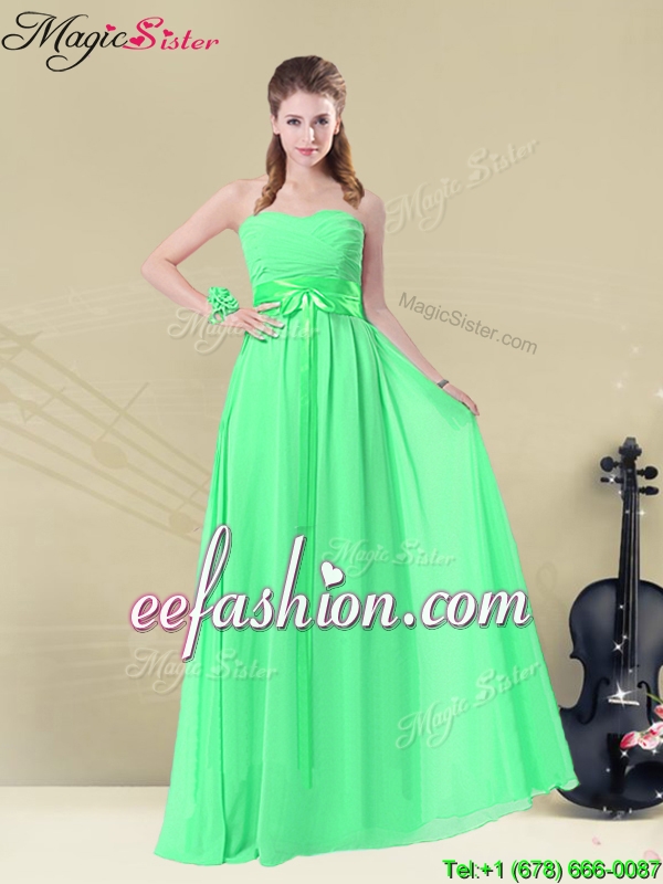 2015 Wonderful Empire Sweetheart Prom Dresses with Ruching and Belt