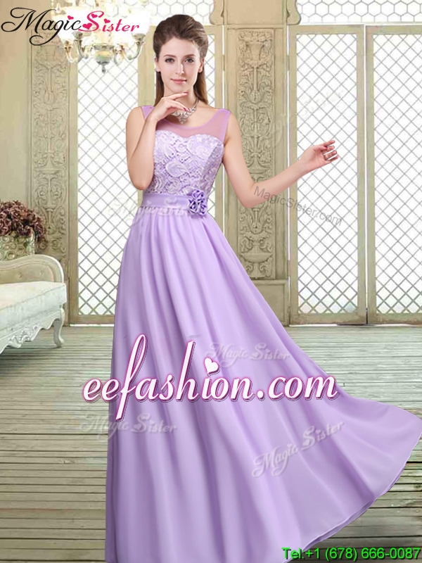 2016 Best Scoop Lace Prom Dresses in Lavender