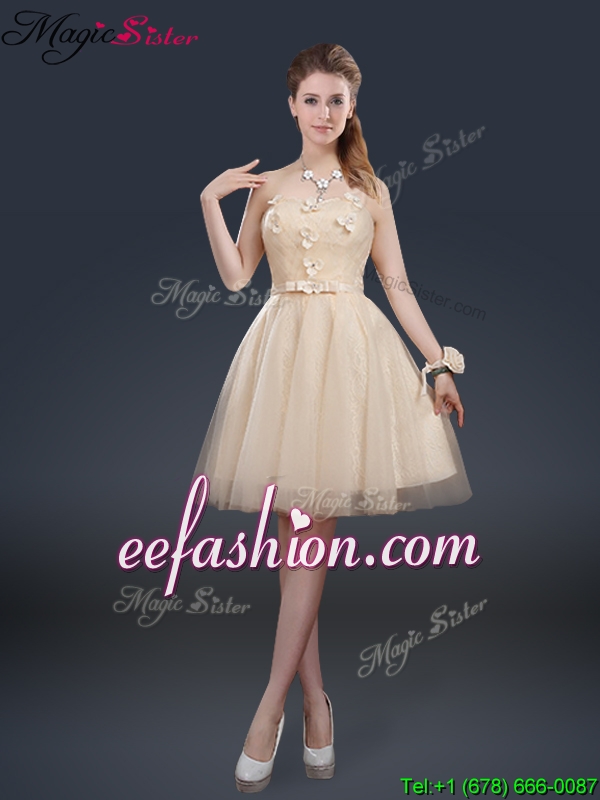New Style Strapless Dama Dresses with Appliques and Belt