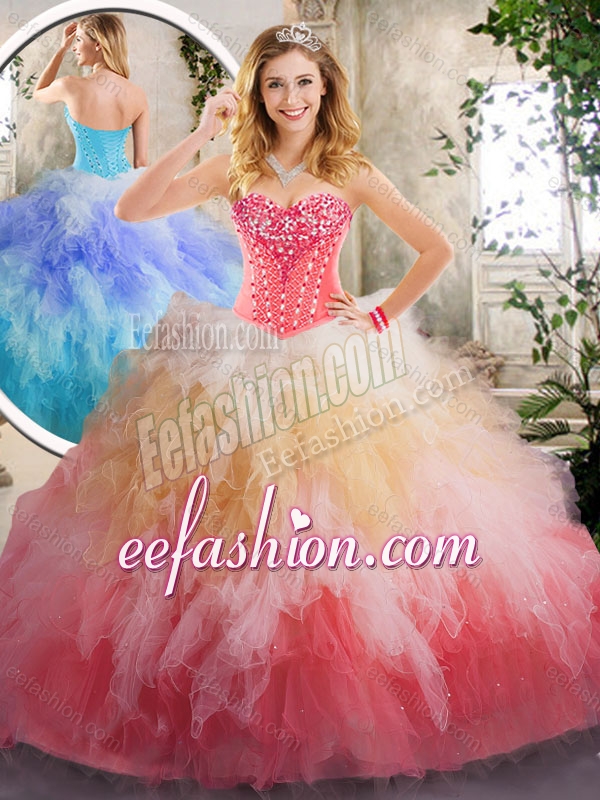 2016 Beautiful Beading and Ruffles Quinceanera Gowns in Multi Color