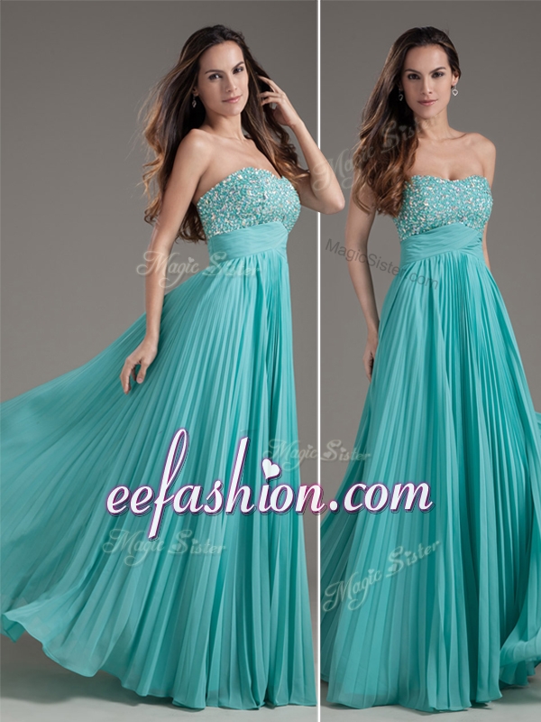 2016 Cheap Empire Strapless Turquoise Long Prom Dress