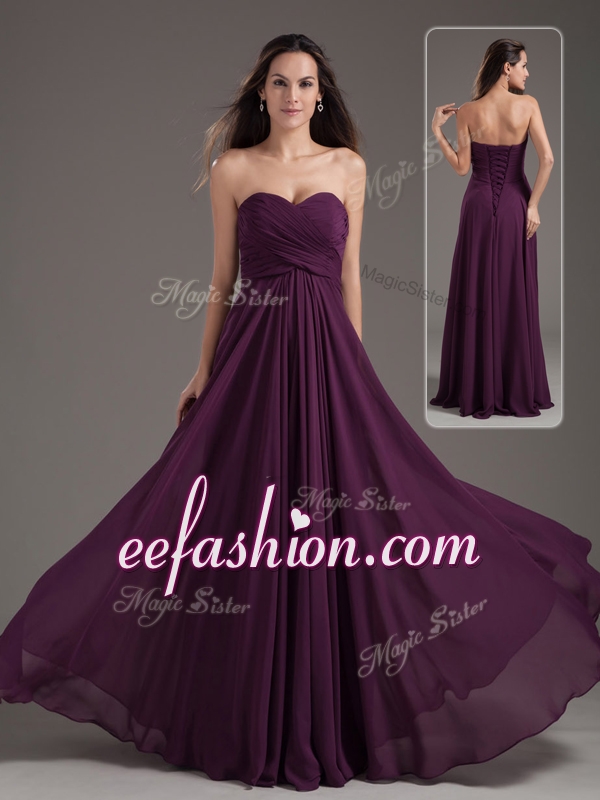 2016 Cheap Empire Sweetheart Ruching Prom Dress in Purple