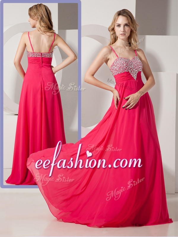 2016 In Stock Spaghetti Straps Prom Dresses with Beading