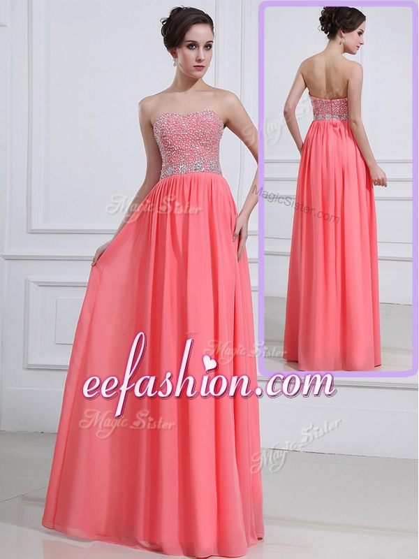 2016 Long Sweetheart Watermelon Prom Dresses with Beading