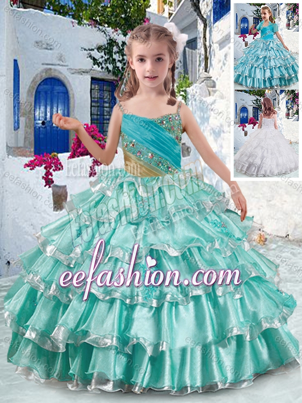 Elegant Spaghetti Straps Mini Quinceanera Dresses with Ruffled Layers and Beading