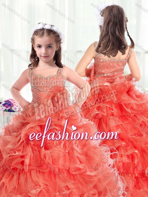 Fashionable Straps Little Girl Mini Quinceanera Dresses with Beading and Ruffles