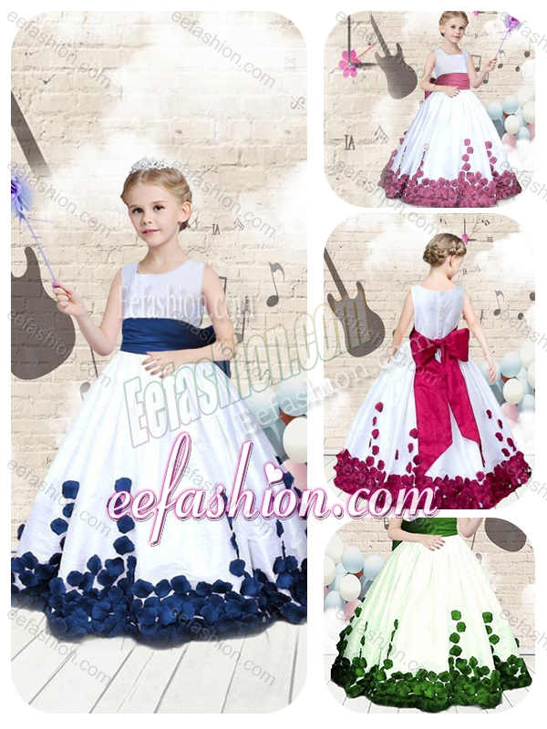 Hot Sale Scoop Long Little Girl Mini Quinceanera Dresses with Bowknot
