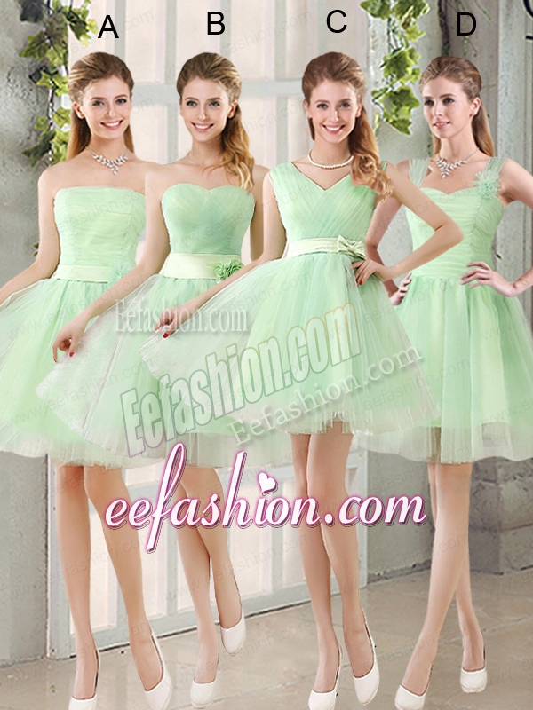 Ruching Organza A Line Mini Length Bridesmaid Dress with Lace Up