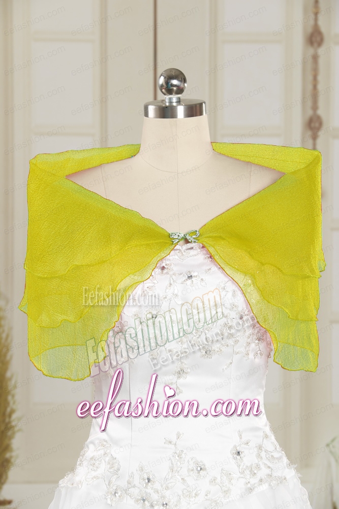 2015 Organza Beading New Style Shawls in Yellow