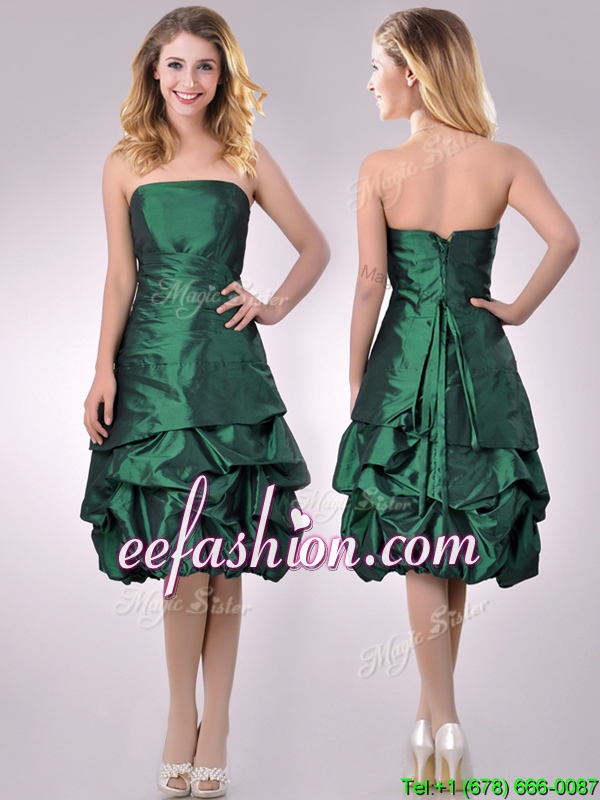 Classical Taffeta Strapless Bubble Prom Dress in Dark Green