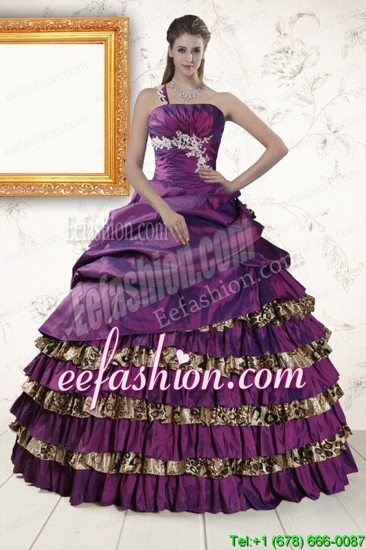 Amazing One Shoulder Quinceanera Dresses with Beading and Leopard