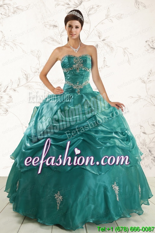 2015 Pretty Ball Gown Sweet 16 Dresses with Appliques