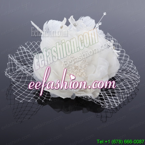 2014 Unique Tulle White Fascinators with Pearls
