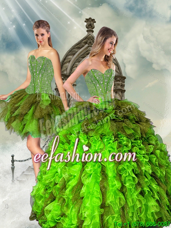 Detachable and Discount Beading and Ruffles Multi Color Dresses for Quince