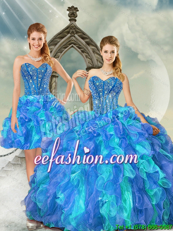 New Style and Discount Beading and Ruffles Multi Color Quinceanera Dresses for 2015