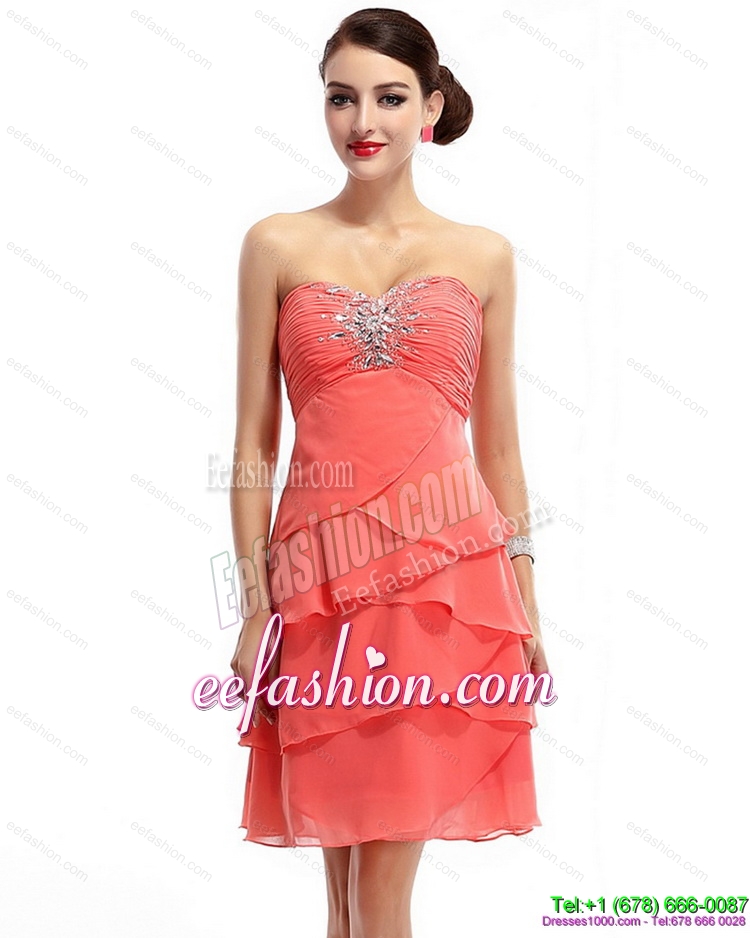 Pretty Mini Length Sweetheart Prom Dresses with Rhinestones and Ruching