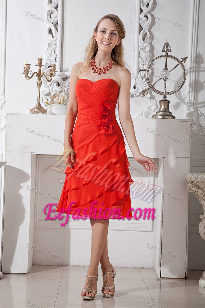 Red A-line Sweetheart Prom Celebrity Dress i n Chiffon