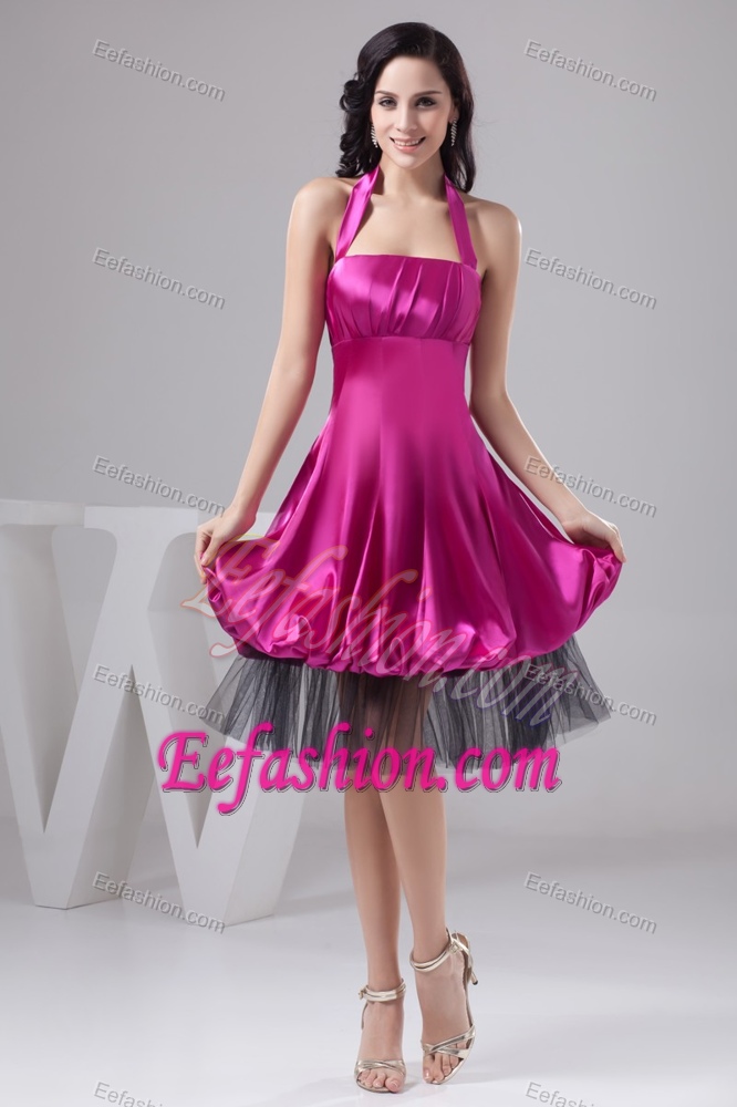 Fuchsia Halter-top Ruched Dresses for Celebrity and Tulle Best Seller