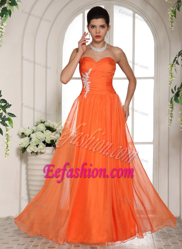 Discount Orange Red Appliqued Junior Prom Girl Dresses with Sweetheart