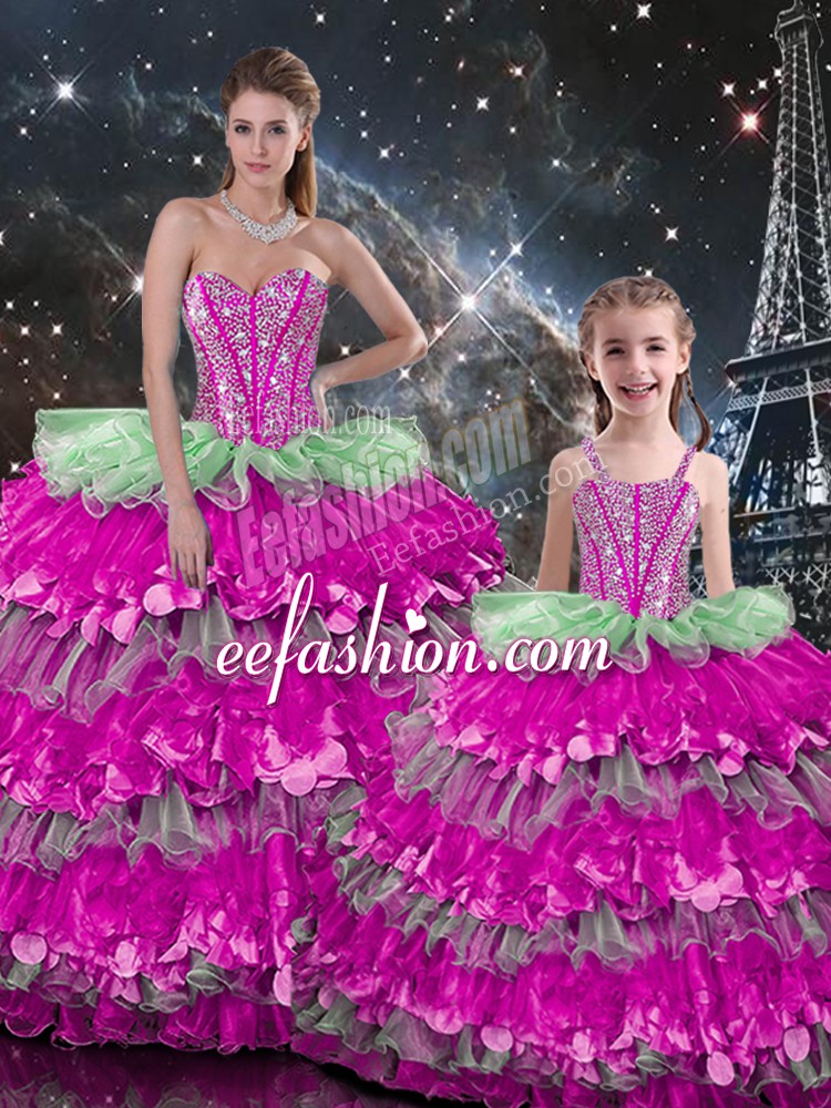 Luxury Floor Length Multi-color Sweet 16 Dresses Sweetheart Sleeveless Lace Up