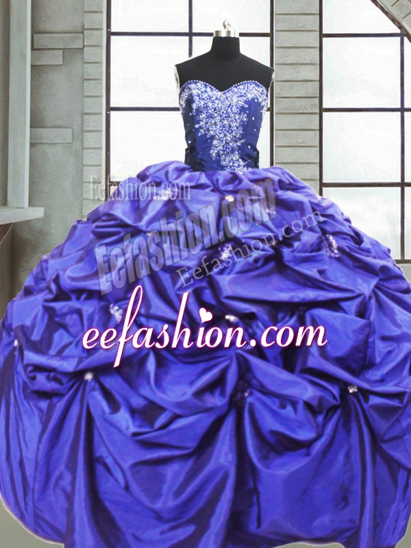 Most Popular Purple Sweetheart Neckline Beading and Pick Ups Quinceanera Gowns Sleeveless Lace Up