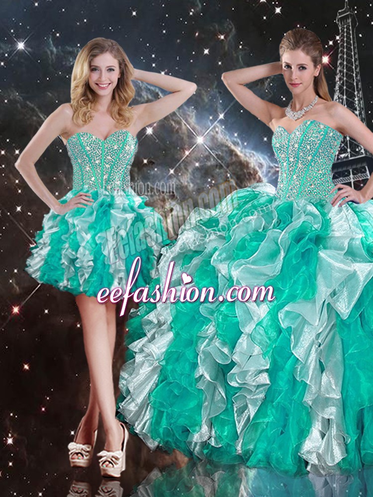 Simple Multi-color Sleeveless Organza Lace Up 15th Birthday Dress for Military Ball and Sweet 16 and Quinceanera