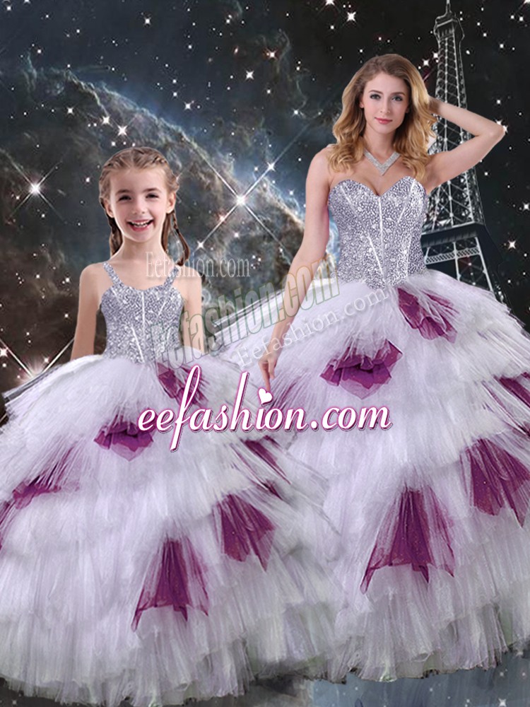 Customized Sweetheart Sleeveless Lace Up Sweet 16 Quinceanera Dress Multi-color Organza