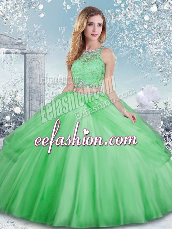 Attractive 15 Quinceanera Dress Military Ball and Sweet 16 and Quinceanera with Beading and Lace Scoop Sleeveless Clasp Handle