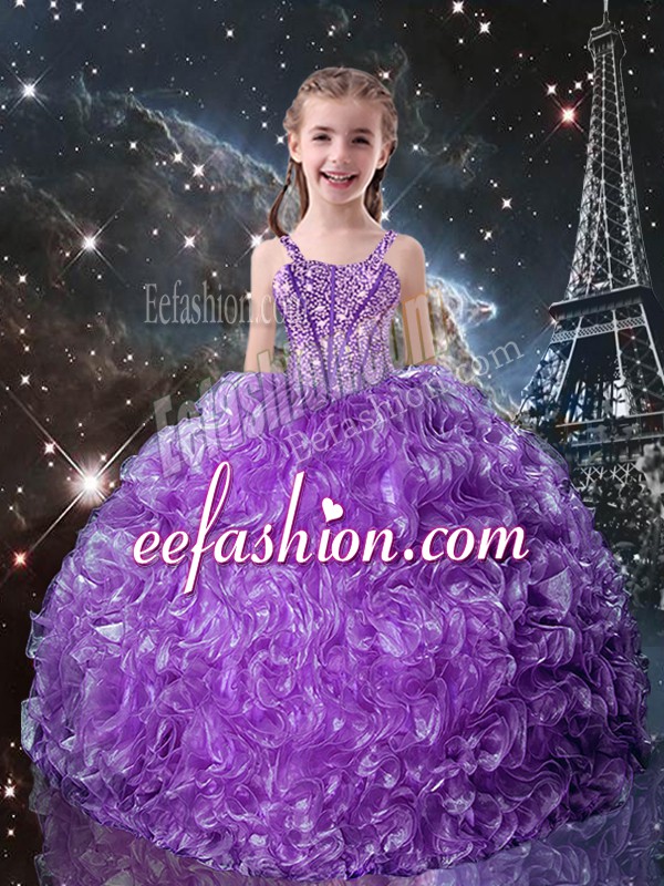  Floor Length Eggplant Purple Pageant Dress Straps Sleeveless Lace Up