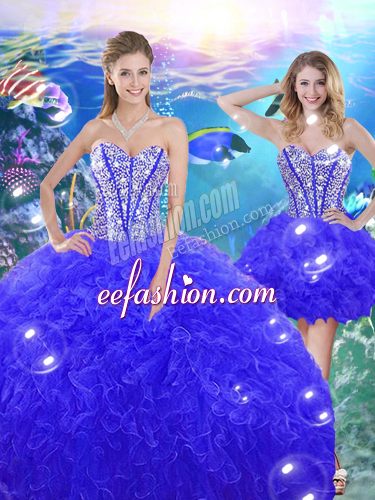 Best Selling Sleeveless Lace Up Floor Length Beading and Ruffles Quinceanera Dress