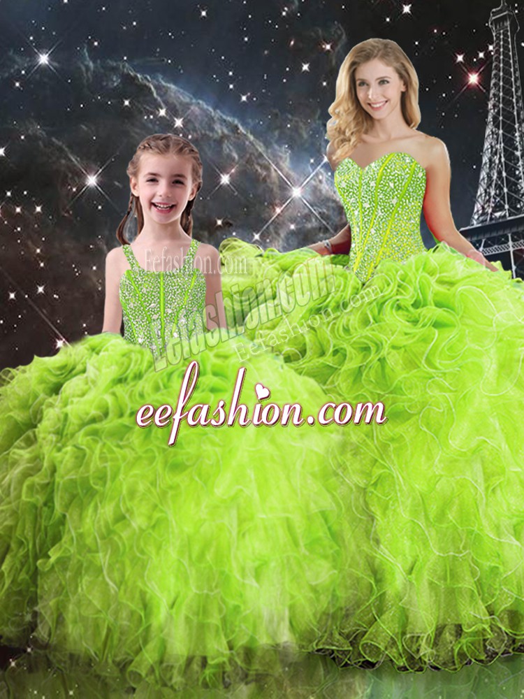 15 Quinceanera Dress Military Ball and Sweet 16 and Quinceanera with Beading and Ruffles Sweetheart Sleeveless Lace Up