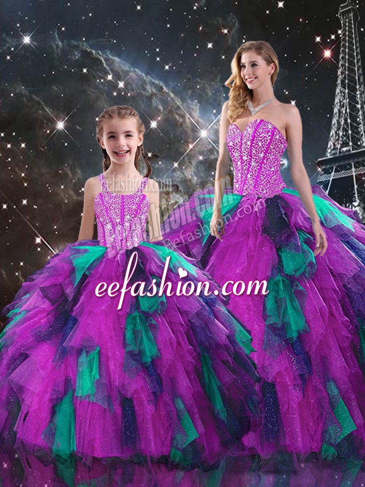  Floor Length Ball Gowns Sleeveless Multi-color Quinceanera Gowns Lace Up