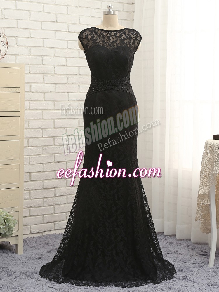 Fantastic Scoop Sleeveless Mother Of The Bride Dress Lace and Appliques Black Lace