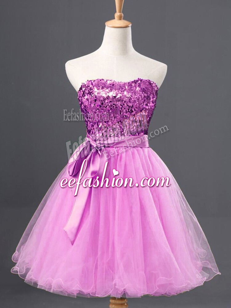  Mini Length Zipper Homecoming Dress Lilac for Prom and Party with Sequins